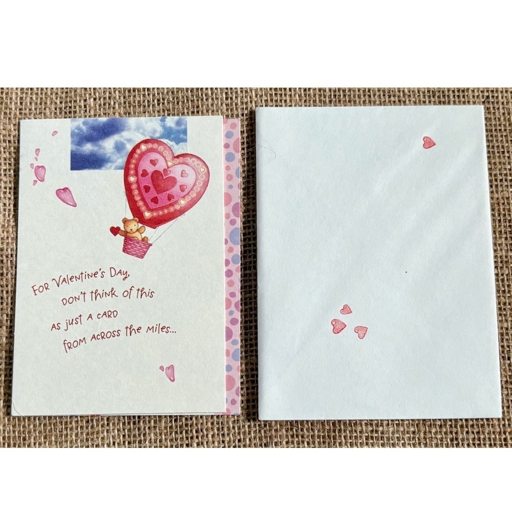Vintage Teddy Bear Valentine’s Card Hearts Whimsy Carlton Just Between Friends